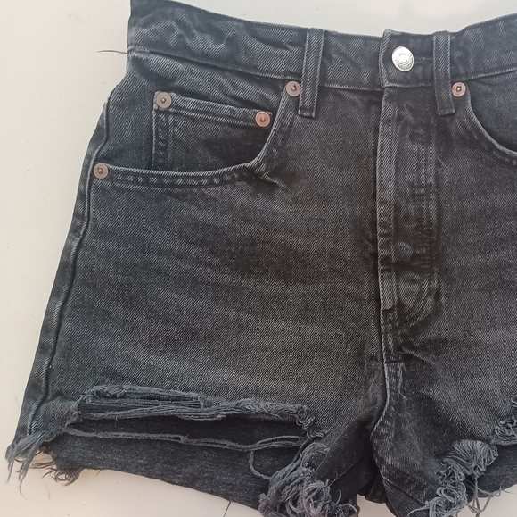 Zara 100% Cotton Button Fly High-Rise Sz 4 Denim Cut-Off Shorts - Picture 4 of 14